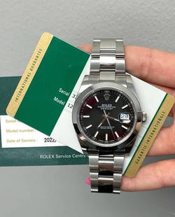 41mm Rolex Datejust Ref 126300 Black Stick Dial Comes with Box & Papers: 41mm Rolex Datejust Ref 126300 Black Stick Dial Comes with Box & Papers #PAPPS12647v8