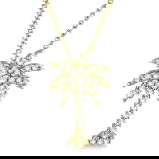 Palm Tree Shaped Diamond Pendant Necklace 14k Yellow Gold 1/4ctw: CENTER STONE; Diamond CENTER STONE CLARITY; SI CENTER STONE COLOR; J-K CENTER STONE SETTING; Pave SIDE STONE CLARITY; SIDE STONE COLOR; SIDE STONE SETTING; ctw OF SIDE STONE: SIDE STONE QUALITY; 