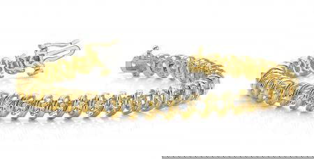 14KT YELLOW GOLD 1 CTW G-H SI2/SI3 FACETED SPIRAL LINK DIAMOND TENNIS BRACE: 14KT YELLOW GOLD 1 CTW G-H SI2/SI3 FACETED SPIRAL LINK DIAMOND TENNIS BRACELET #PAPPS20255v5