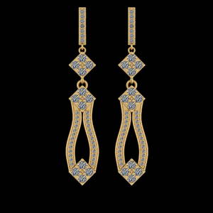 1.56 Ctw VS/SI1 Diamond 14K Yellow Gold Dangling Earrings