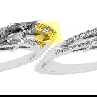 0.87 Ctw I2/I3 Citrine And Diamond 10K White Gold Ring: Center Stone Weight : 0.75 Ctw (Square cut) Center Stone Color :-Citrine Stone Setting : Prong Side Stone Weight Of Ctw 0.12 Ctw Side Stone Color : J-K Stone Clarity : I2/I3 Stone Setting : Prong
