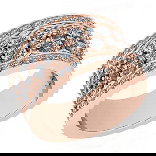 Certified 1.83 Ctw SI2/I1 Diamond 14K Rose Gold Victorian Style Engagement: Center Approx Weight: 1.35 Ctw (Round Cut) Center Diamond Color: G-H Center Clarity: SI2/I1 Center Setting: Prong Side Stone 0.48 ctw Side Stone Color: G-H Side Stone Setting: Prong Side Stone