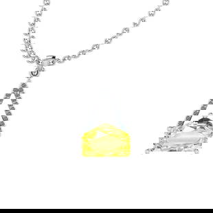 Certified 4.11 Ct Fancy Lemon And Diamond VS/SI1 Platinum Victorian Style P: Center Stone Approx Weight: 4.01 Ctw (1 pcs Fancy Shape) Center Stone Color: Lemon Topaz Center Stone Setting: Prong Side Stone Approx Weight: 0.10 ctw Side Stone Color: G-H Stone Clarity: VS/SI1