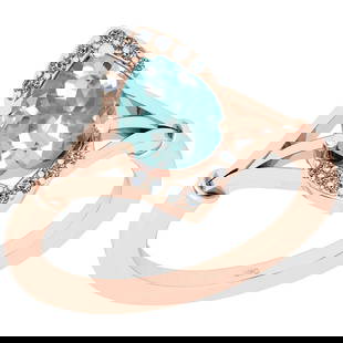 1.20 Ctw SI2/I1 Aquamarine And Diamond 14k Rose Gold Engagement Halo Ring: Center Stone Weight : 1.09 Ctw (1 Psc Pear Cut) Center Stone Color :-Aquamarine Center Stone Setting : Prong Side Stone Weight Of Ctw 0.11 Ctw Side Stone Color : J-K Stone Clarity : SI2/I1 Stone
