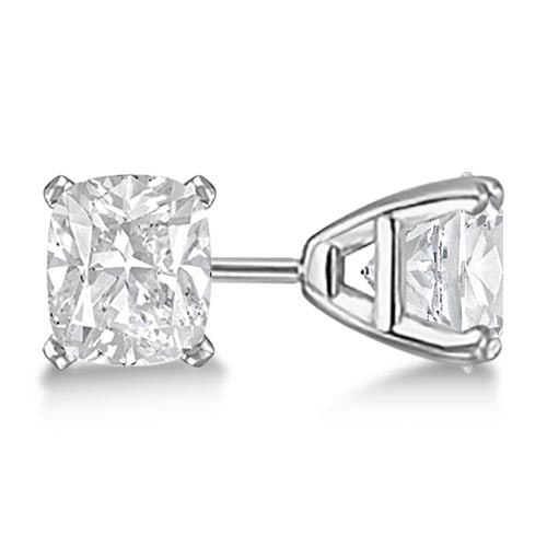 0.75ctw. Cushion-Cut Diamond Stud Earrings 14kt White Gold J-K, SI1-SI2: CENTER STONE; Diamond CENTER STONE CLARITY; SI1-SI2 CENTER STONE COLOR; J-K CENTER STONE SETTING; Prong SIDE STONE CLARITY; SIDE STONE COLOR; SIDE STONE SETTING; ctw OF SIDE STONE: SIDE STONE QUALITY;