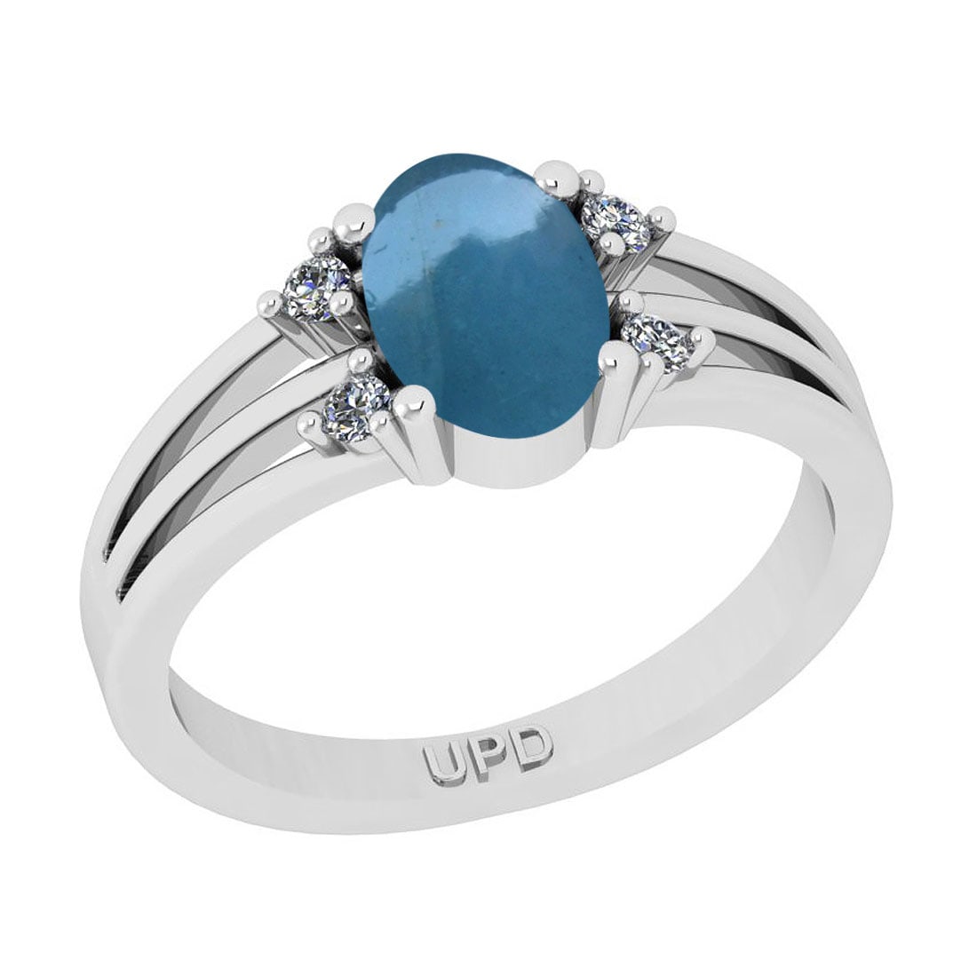 1.56 Ctw I2/I3 Aquamarine And Diamond 14K White Gold Promises Ring: Center Stone Weight : 1.42 Ctw ( Oval Cab) Center Stone Color :-Aquamarine Stone Setting : Prong Side Stone Weight Of Ctw 0.14 Ctw Side Stone Color : J-K Stone Clarity : I2/I3 Stone Setting : Prong Me