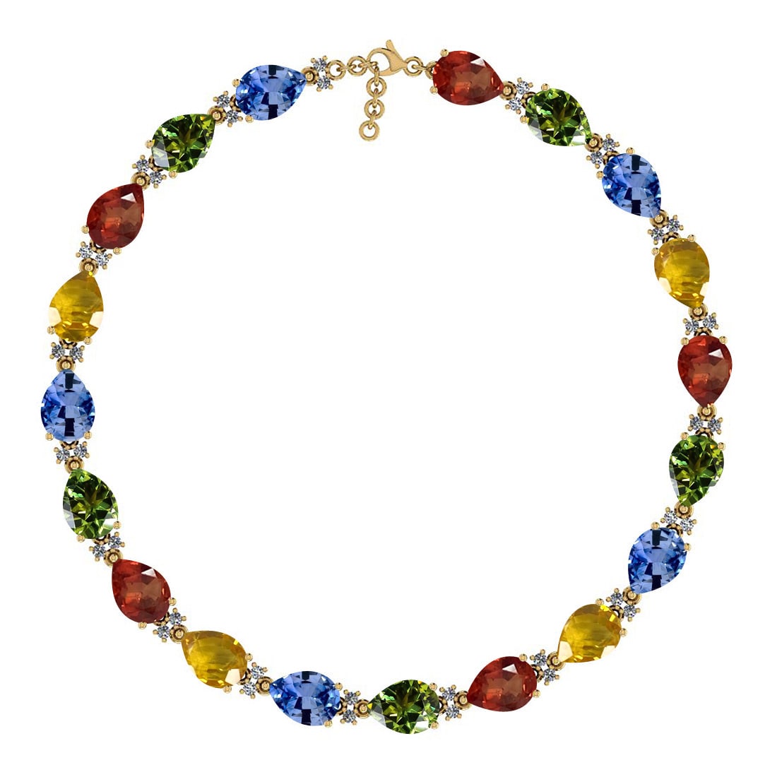 14.63 Ctw I2/I3 Multi Sapphire And Diamond 14K Yellow Gold Bracelet: Color Stone Weight : 14.25 Ctw (Pear Cut ) Center Stone Color : Yellow,Green,ceylon Sapphire Center Stone Setting : Prong Side Stone Weight Of Ctw 0.38 Ctw Side Stone Color : J-K Stone Clarity : I2/I3