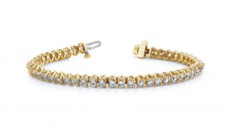 14K YELLOW GOLD 1 CTW G-H I1/I2 SCOOP LINK DIAMOND TENNIS BRACELET