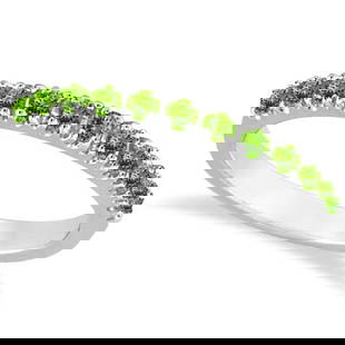 Peridot Stackable Band Anniversary Ring Guard 14k White Gold 0.38ctw: CENTER STONE; Peridot CENTER STONE CLARITY; CENTER STONE COLOR; CENTER STONE SETTING; Prong SIDE STONE CLARITY; SIDE STONE COLOR; SIDE STONE SETTING; ctw OF SIDE STONE: SIDE STONE QUALITY; 