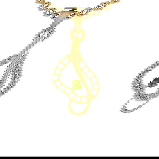 0.13 Ctw I2/I3 Peridot And Diamond 10K Yellow Gold Pendant