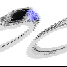 0.80 Ctw SI2/I1 Blue Sapphire And Diamond 14K White Gold Ring