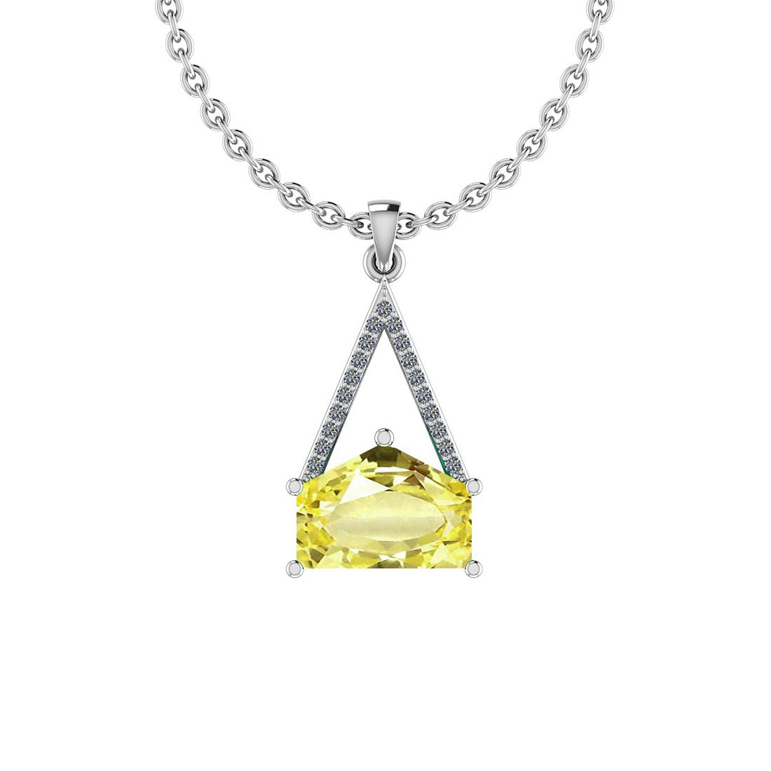 Certified 4.11 Ct Fancy Lemon And Diamond VS/SI1 Platinum Victorian Style P: Center Stone Approx Weight: 4.01 Ctw (1 pcs Fancy Shape) Center Stone Color: Lemon Topaz Center Stone Setting: Prong Side Stone Approx Weight: 0.10 ctw Side Stone Color: G-H Stone Clarity: VS/SI1 Ston