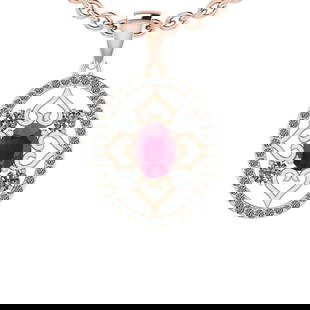 Certified 1.12 Ctw SI2/I1 Ruby And Diamond 14K Rose Gold Necklace: Center Stone Weight : 0.50 Ctw (Oval Cut) Center Stone Color :-Ruby Center Stone Setting : Prong Side Stone Weight Of Ctw 0.72 Ctw Side Stone Color : J-K Stone Clarity : SI2/I1 Stone Setting : Prong