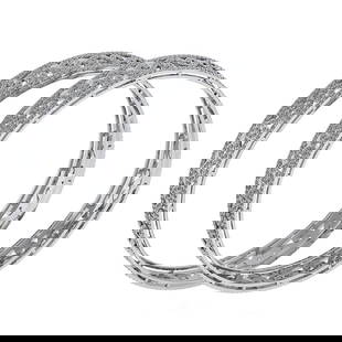 Certified 9.02 Ctw Diamond VS/SI1 Bangles 14K White Gold Made In USA: Center Stone Approx Weight: 9.02 Ctw (1128 Pcs Round) Center Stone Color: White G-H Diamond Stone Clarity: VS/SI1 Stone Setting: Pave Metal Approx Weight: 32.10 Gram Bangles Size: 57 mm 224 Inches