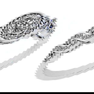Certified 0.81 Ctw VS/SI1 Diamond 18K White Gold Cluster Engagement Halo Ri: Center Approx Weight: 0.50 Ctw (Round Cut) Center Diamond Color: H-I Center Clarity: VS/SI1 Center Setting: Prong Side Stone 0.31 ctw Side Stone Color: H-I Side Stone Setting: Prong Side Stone Clarity