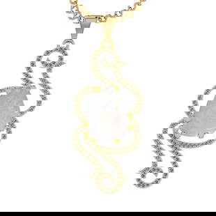 3.97 Ctw SI2/I1 Opal and Diamond 14K Yellow Gold Pendant Necklace: Center Stone Weight : 3.44 Ctw Center stone Color :- Opal Setting : Prong Side Weight Of Ctw 0.53 Ctw Color : J-K Clarity : SI2/I1 Stone Setting : Prong Metal Weight : Approx 8.20 gram 14K Yellow Gold