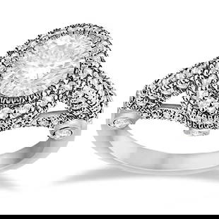 Vintage Style Diamond Halo Art Deco Engagement Ring 14k White Gold 1.97ctw: CENTER STONE; DIAMOND 1.00 CTW CENTER STONE CLARITY; SI1-SI2 CENTER STONE COLOR; J-K CENTER STONE SETTING; SIDE STONE CLARITY; SI1-SI2,SI1-SI2 SIDE STONE COLOR; J-K,J-K SIDE STONE SETTING; Pave,Bezel