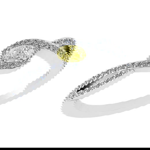 0.65 Ctw GIA Certified Fancy Yellow Diamond 14K White Gold Engagement Halo