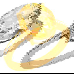 Certified 2.75 Ctw Citrine And Diamond VS/SI1 Ring 14K Yellow Gold MADE IN