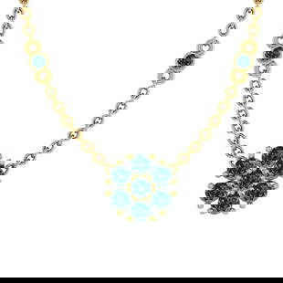 1.08 Ctw i2/i3 Treated Fancy Blue Diamond 14K Yellow Gold Necklace: Center Diamond Weight : 1.08 Ctw (Round Cut) Center Diamond Color :-Treated Fancy Blue Diamond Center Clarity : i2/i3 Stone Setting : Prong Metal Weight : Approx 3.50 Gram 14K Yellow Gold Necklace #PA