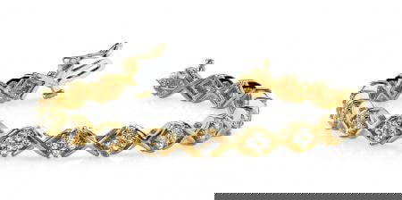 14KT YELLOW GOLD 2 CTW G-H VS2/SI1 X PATTERN DIAMOND BRACELET: 14KT YELLOW GOLD 2 CTW G-H VS2/SI1 X PATTERN DIAMOND BRACELET #PAPPS20097v5
