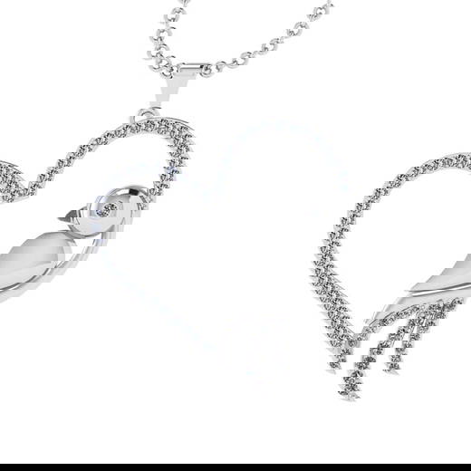 1.85 Ctw SI2/I1 Diamond 14K White Gold Birds Heart Pendant Necklace