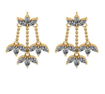 3.36 Ctw SI2/I1 Diamond 14K Yellow Gold Antique style Earrings: Total Diamond Weight : 3.36 Ctw (Marquise cut) Center Diamond Color :- J-K Center Clarity : SI2/I1 Stone Setting : Prong Metal Weight : Approx 4.20 Gram 14K Yellow Gold Antique style Earrings