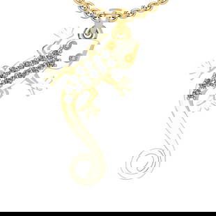 0.16 Ctw SI2/I1 Diamond 14K Yellow Gold Lizard Pendant Necklace: Total Diamond Weight : 0.16 Ctw (Round cut) Center Diamond Color :- J-K Center Clarity : SI2/I1 Stone Setting : Prong Metal Weight : Approx 3.40 Gram 14K Yellow Gold Lizard Pendant Necklace