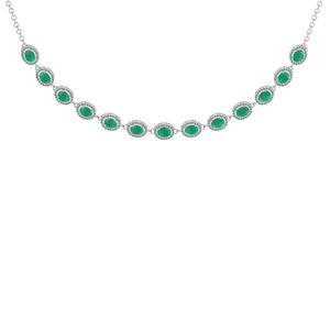 11.30 Ctw VS/SI1 Emerald And Diamond 14K White Gold Girls Fashion Necklace