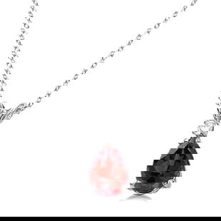 Pear Garnet and Diamond Solitaire Pendant Necklace 14k White Gold: CENTER STONE; Garnet CENTER STONE CLARITY; CENTER STONE COLOR; CENTER STONE SETTING; Prong SIDE STONE CLARITY; SI SIDE STONE COLOR; I-J SIDE STONE SETTING; Prong ctw OF SIDE STONE: 0.05 SIDE STONE