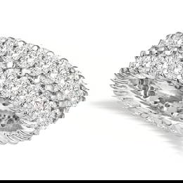 Two-Row Wide Band Diamond Eternity Ring 18k White Gold 2.50ctw