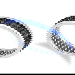 Princess-Cut Blue Sapphire Eternity Ring Band 14k White Gold 1.36ctw: CENTER STONE; Sapphire CENTER STONE CLARITY; CENTER STONE COLOR; Blue CENTER STONE SETTING; Channel SIDE STONE CLARITY; SIDE STONE COLOR; SIDE STONE SETTING; ctw OF SIDE STONE: SIDE STONE QUALITY; #PA