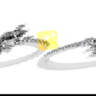 0.53 Ctw I2/I3 Citrine And Diamond 10K White Gold Ring: Center Stone Weight : 0.39 Ctw (Square cut) Center Stone Color :-Citrine Stone Setting : Prong Side Stone Weight Of Ctw 0.14 Ctw Side Stone Color : J-K Stone Clarity : I2/I3 Stone Setting : Prong Meta