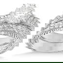 Vintage Style Carved Filigree Solitaire Bridal Set in 14k White Gold