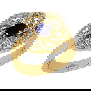 0.84 Ctw SI2/I1 Blue Sapphire and Diamond 14K Yellow Gold Engagement Halo R: Center Stone Weight : 0.50 Ctw ( Round Cut) Center Stone Color :-Blue Sapphire Setting : Prong Side Diamond Weight Of Ctw 0.34 Ctw Color : J-K Clarity : SI2/I1 Stone Setting : Prong Metal Weight : App