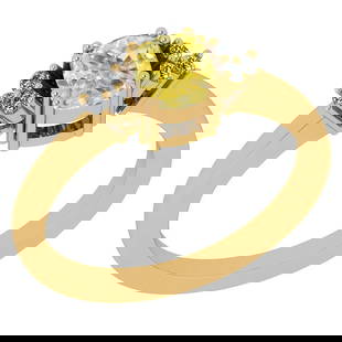 Certified 0.81 Ct GIA Certified Natural Fancy Yellow Diamond And White Diam: Center Stone Approx Weight: 0.73 Ctw (1psc Cushion Cut) GIA Certified Center Stone Color: Natural Fancy Yellow Diamond Center Stone Clarity: I1/I1 Stone Setting: Prong Side Stone Approx Weight: 0.08 c