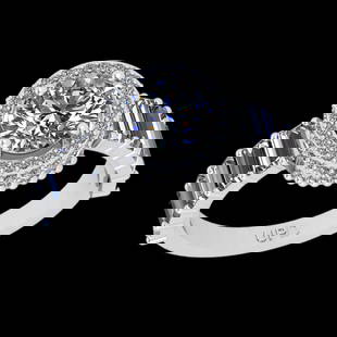 2.95 Ctw SI2/I1 Diamond 14K White Gold Engagement Ring: Center Diamond Weight : 1.25 Ctw ( Round Cut GIA ) Center Color :-J-K Center Stone Clarity :- SI2/I1 Center Stone Setting : Prong Side Stone Weight Of Ctw 1.70 Ctw Side Stone Color : J-K Stone Clarity