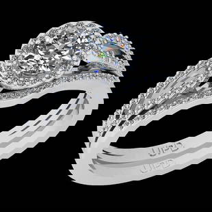 1.02 Ctw SI2/I1 Diamond 14K White Gold Engagement Halo Set Ring: Center Diamond Weight : 0.75 Ctw (Round Cut) Center Diamond Color :-J-K Stone Clarity :SI2/I1 Center Stone Setting : Prong Side Stone Weight Of Ctw 0.27 Ctw Side Stone Color : J-K Stone Clarity :SI2/I