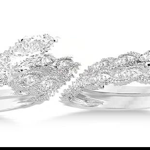 Antique style Diamond Engagement Ring Set 14k White Gold 1.20ctw: CENTER STONE; Diamond (1.00 CTW) CENTER STONE CLARITY; SI1-SI2 CENTER STONE COLOR; J-K CENTER STONE SETTING; Pave SIDE STONE CLARITY; SIDE STONE COLOR; SIDE STONE SETTING; 0.20 ctw OF SIDE STONE: SIDE