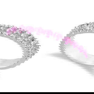 Pink Sapphire Stackable Band Ring Guard in 14k White Gold 0.38ctw: CENTER STONE; Sapphire CENTER STONE CLARITY; CENTER STONE COLOR; Pink CENTER STONE SETTING; Prong SIDE STONE CLARITY; SIDE STONE COLOR; SIDE STONE SETTING; ctw OF SIDE STONE: SIDE STONE QUALITY; #PAPP