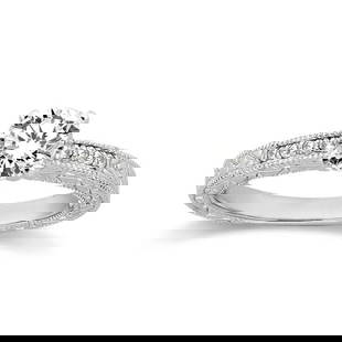 1.20ctw Antique style Style Diamond Engagement Ring Setting 14k White Gold: CENTER STONE; DIAMOND (1.00 CTW) CENTER STONE CLARITY; SI1-SI2 CENTER STONE COLOR; J-K CENTER STONE SETTING; SIDE STONE CLARITY; SI1-SI2 SIDE STONE COLOR; J-K SIDE STONE SETTING; Bead ctw OF SIDE STON