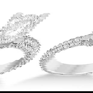 Eternity Pave Set Trio Diamond Engagement Ring 14K White Gold 1.88ctw: CENTER STONE; DIAMOND (1.00 CTW) CENTER STONE CLARITY; SI1-SI2 CENTER STONE COLOR; J-K CENTER STONE SETTING; SIDE STONE CLARITY; SI1-SI2 SIDE STONE COLOR; J-K SIDE STONE SETTING; Pave ctw OF SIDE STON
