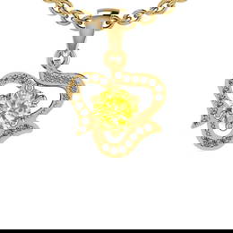 0.92 Ctw i2/i3 Treated Fancy Yellow And White Dimaond 14K Yellow Gold Penda