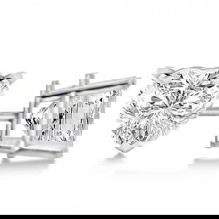 0.75ctw Heart-Cut Diamond Stud Earrings 14kt White Gold J-K, SI1-SI2: CENTER STONE; Diamond CENTER STONE CLARITY; SI1-SI2 CENTER STONE COLOR; J-K CENTER STONE SETTING; Prong SIDE STONE CLARITY; SIDE STONE COLOR; SIDE STONE SETTING; ctw OF SIDE STONE: SIDE STONE QUALITY;