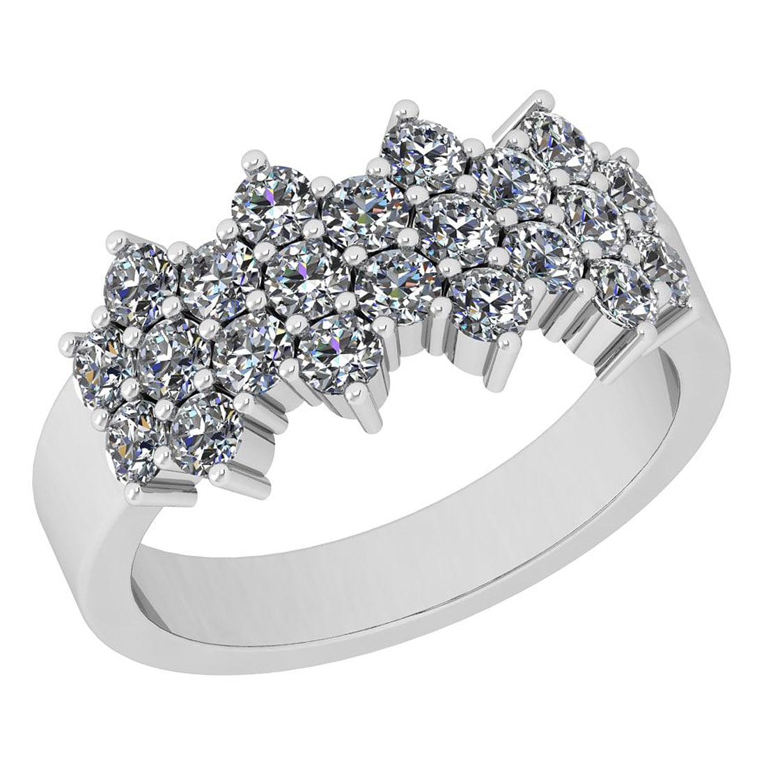 Certified 1.52 Ctw VS/SI1 Diamond 18K White Gold Victorian Style Simple Ban: Center Approx Weight: 1.52 Ctw (Round Cut) Center Diamond Color: H-I Center Clarity: VS/SI1 Center Setting: Prong Metal Approx Weight: 4.80 Gram 18K White Gold Victorian Simple Band Ring Size: 6 (Free