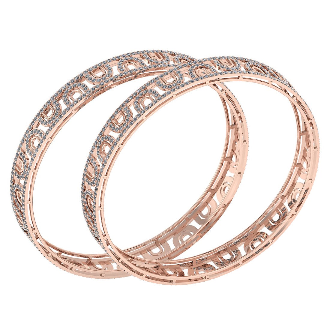 8.12 Ctw SI2/I1 Diamond 10K Rose Gold Bengals: Center Stone Weight : 8.12 Ctw (Round Cut ) Center Stone Color : J-K Stone Clarity : SI2/I1 Stone Setting : Pave Metal Weight : Approx 34.10 Gram Bengals s Size : 57 mm 2 24 Inches 10K Rose Gold Benga