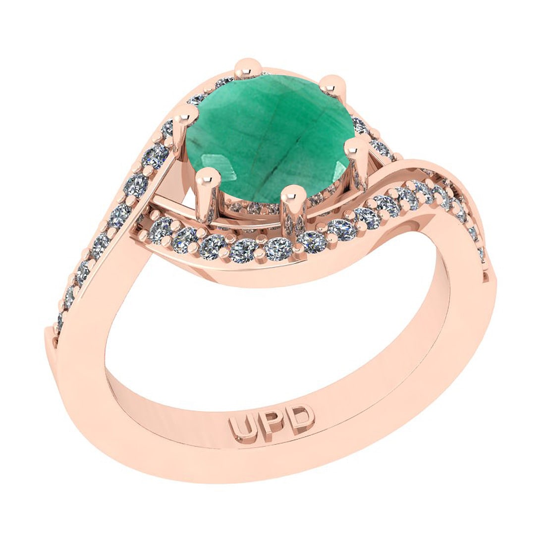 1.18 Ctw SI2/I1 Emerald And Diamond 14K Rose Gold Bridal Wedding Set Ring: Center Stone Weight : 1.00 Ctw ( Round Cut) Center Stone Color :-Emerald Stone Setting : Prong Side Stone Weight Of Ctw 0.18 Ctw Side Stone Color : J-K Stone Clarity : SI2/I1 Stone Setting : Prong Met