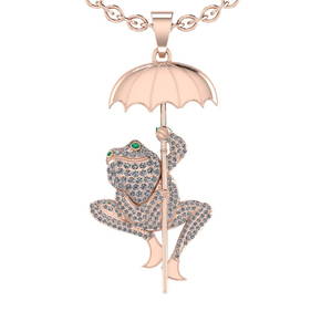 1.29 Ctw SI2/I1 Diamond Prong Set 14k Rose Gold Hip Hop theme Pendant Neckl