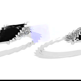 0.53 Ctw SI2/I1 Blue Sapphire And Diamond 14K White Gold Ring