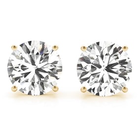 Certified 2.01 CTW Round D/VS1 Diamond Solitaire Earrings In 14K Yellow Gold